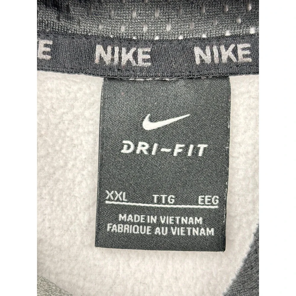 Nike‎ Dri-FIT Hoodie Mens 2XL Heather Gray Big Swoosh Fleece Pullover Sweatshirt